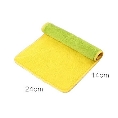 

iOPQO Wipes Nonstick Oil Coral Velvet Hanging Hand Towels Kitchen Dishclout lint-free rag yellow (yellow + green) Yellow