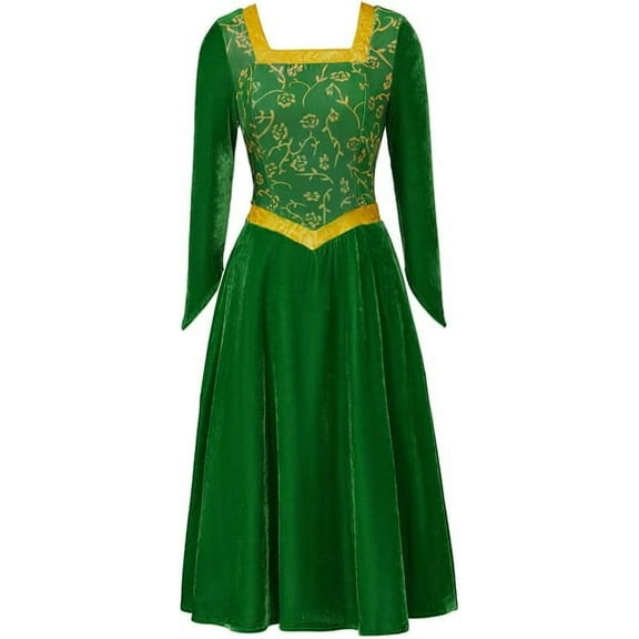 Women Adult Princess Fiona Green Velvet Dress Outfit
