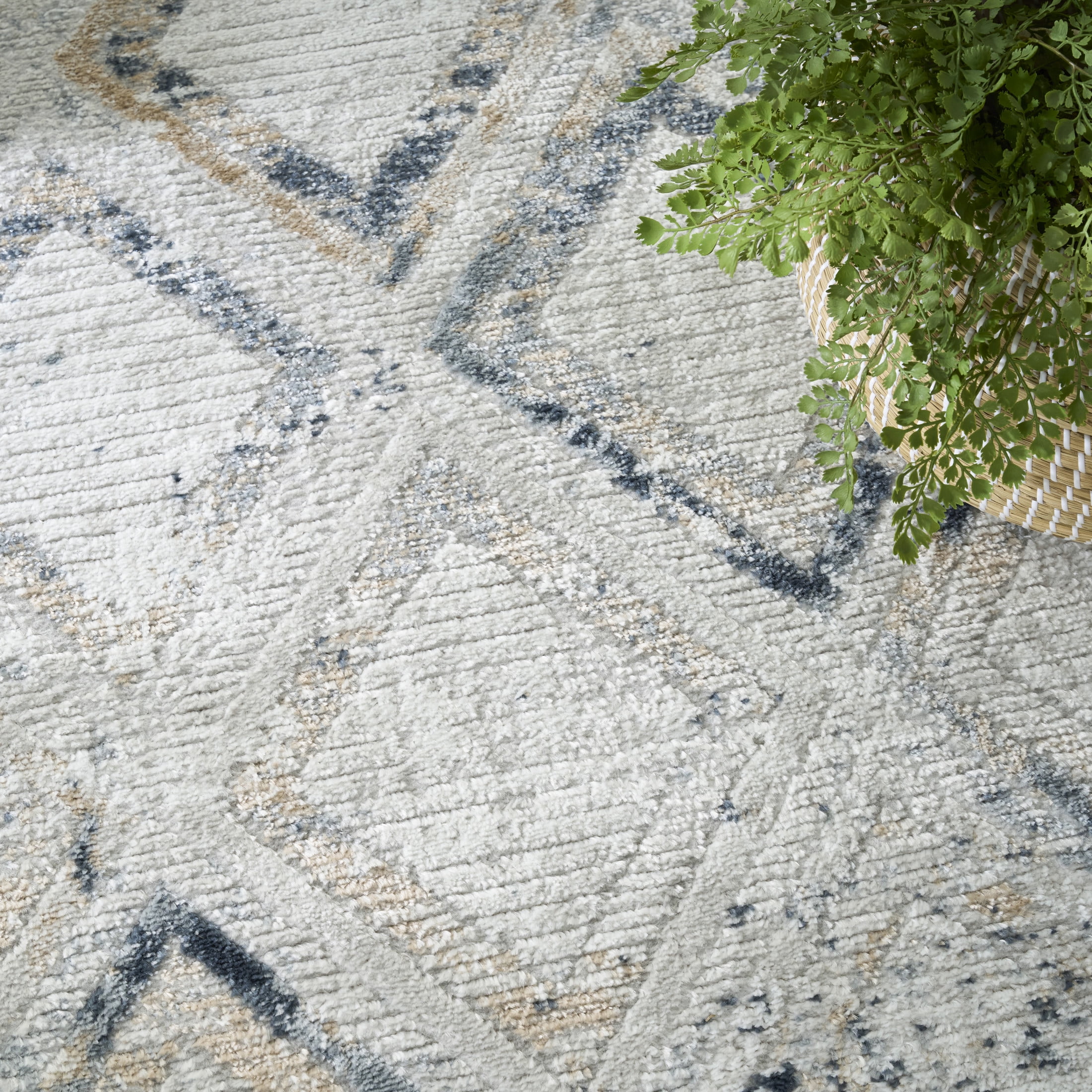 Nourison Dekor 4' x 6' Grey Navy Modern Indoor Rug