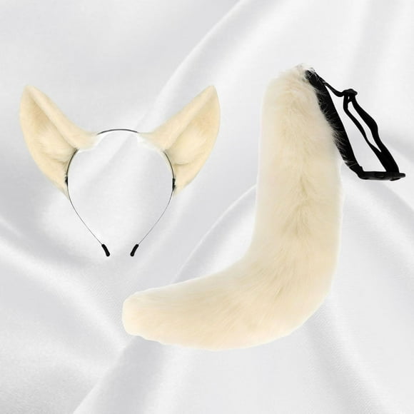 Faux Ears Tail Cosplay, Plush Furry Gifts Headwear Headdress Headband for Fancy