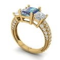 thumbnail image 2 of 3.61 ct Emerald Cut Blue Moissanite 3 Stone 14K Yellow Gold Womens Engagement Ring, 2 of 6