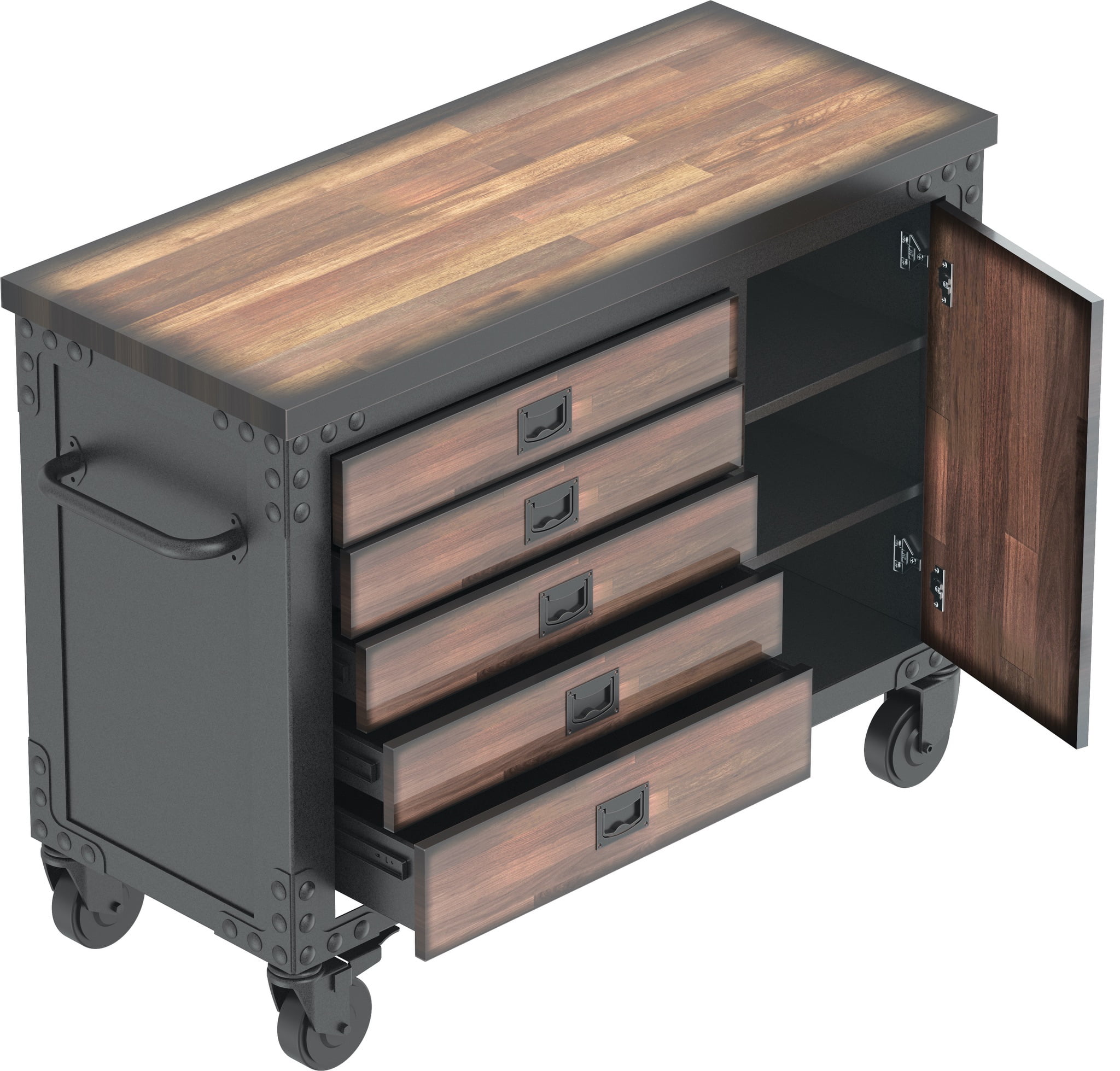 DuraMax 48 in. 5 Drawers Rolling Tool Chest with Wood Top