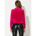 thumbnail image 4 of DARING DIVA Women's Button Front Velvet Blazer Lapel Crop Suit Jacket L Hot Pink, 4 of 6