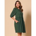 thumbnail image 2 of DARING DIVA Casual Scoop Neck Pocket Babydoll Dress XS Dark Green, 2 of 6