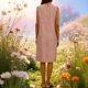 thumbnail image 5 of Vestido de Verano de Mujer con Bolsillos sin Mangas Cambio de Lino de Rodilla Vestido de Verano Casual Bolsillos Laterales de Tela Transpirable Colores Versátiles, 5 of 8