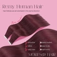 thumbnail image 2 of Moresoo Extensions de Cheveux Rouge Foncé à Bande, Extensions Humaines Bourgogne à Bande, Cheveux Humains Rouges Réels 30g/20 Pcs 10 Pouces, 2 of 9