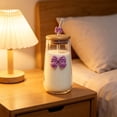thumbnail image 6 of Dvumao 15oz Glass Tumbler with Lid & Straw, Butterfly Decoration Water Cup for Cold Drinks & Beverage, Office & Home, 6 of 6