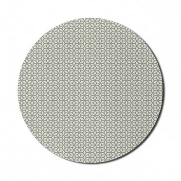 Geometric Mouse Pad for Computers, Rhombuses with Star Pattern Contemporary Style Shapes and Greyscale Backdrop, Round Non-Slip Thick Rubber Modern Mousepad, 8" Round, Ivory and Grey, by Ambesonne