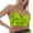 Fluorescent Green #24, variant on Women's Faux Leather Look V Neck Cami Crop Top with Adjustable Straps for Nightclub and Party Wear Silver L