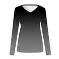 thumbnail image 5 of Oalirro Women's Gradient V Neck Long Sleeve T Shirt Casual Basic Tops Comfort Tees, 5 of 5