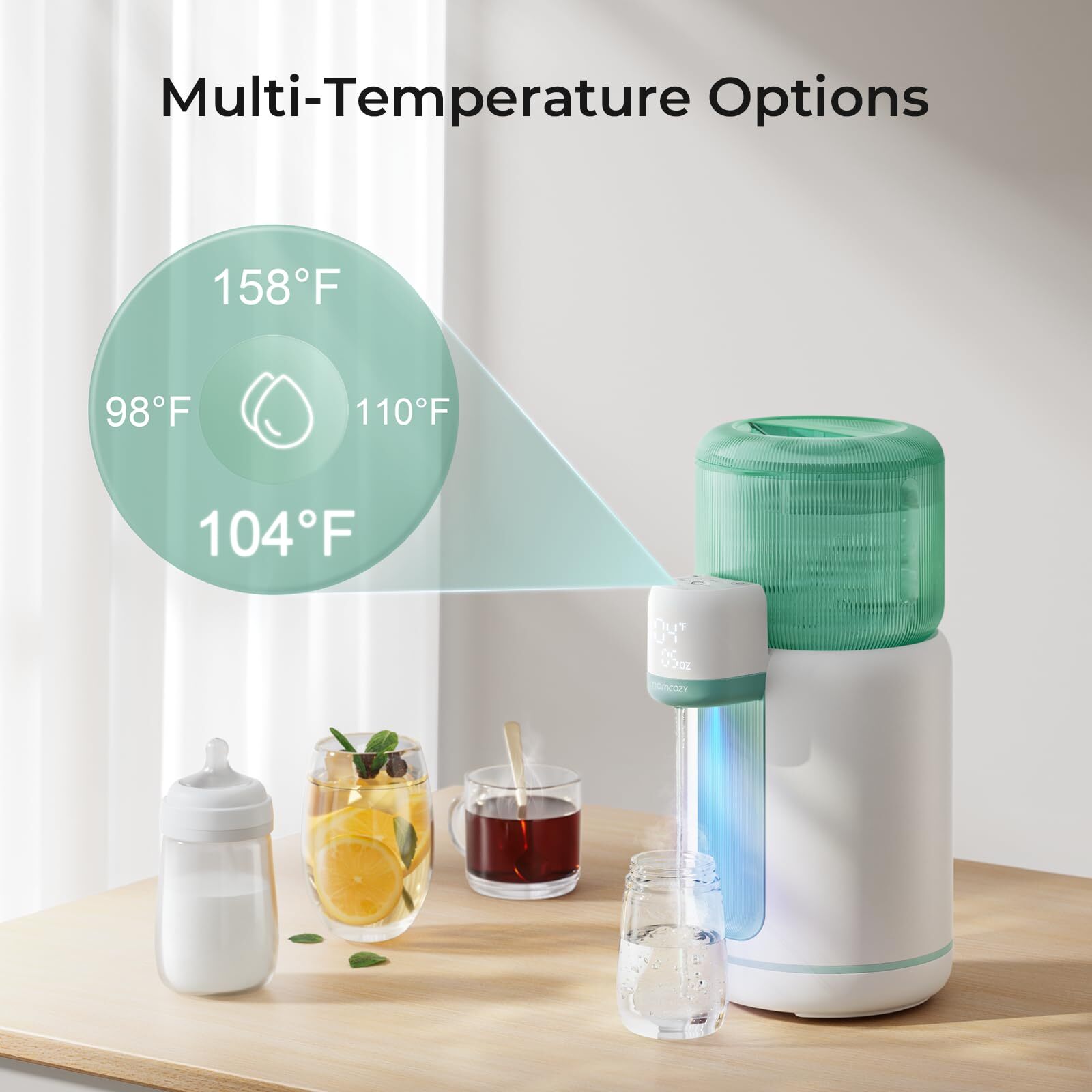Momcozy Baby Bottle Warmer, Automatic Fast Water Dispenser for Making Milk Instantly with Night Light, 4 Temperature Control Water Warmer for Baby Feeding