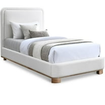 Meridian Furniture Nolita Cream Linen Textured Fabric Twin Bed