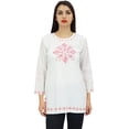 thumbnail image 6 of Phagun Women's Full Sleeve White Embroidered Cotton Tunic Shirts Ethnic Top-26, 6 of 8