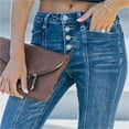 thumbnail image 6 of LYMAYTER S-XL Women Flare Jeans Fashion Mid Waisted Jeans Tummy Control Button Fly Denim Pants Trousers, 6 of 6