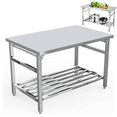 thumbnail image 1 of COZONY Folding Workbench 47 X 24 Inch, Stainless Steel Prep & Work Table with Undershelf for Commercial Kitchen Restaurant Garage - NSF Certified, 1 of 5