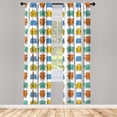 thumbnail image 2 of Ambesonne Mid-Century Modern Curtains, Sketch Armchairs, Pair of 28"x63", Blue Mustard Orange, 2 of 4