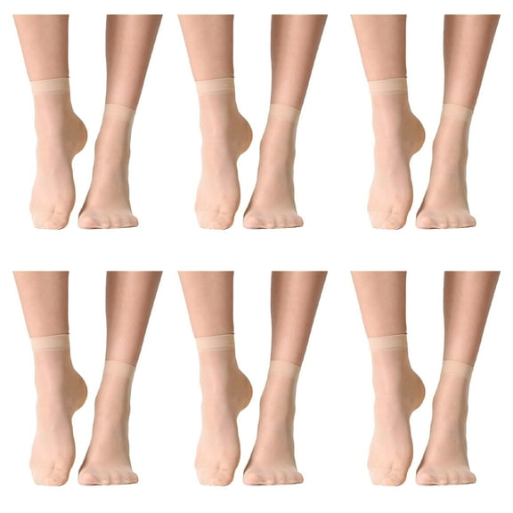 12 Pairs Women's Ankle High Sheer Socks Nude Stocking Ultra Thin Cool See Through Silk Socks for Women,skin color