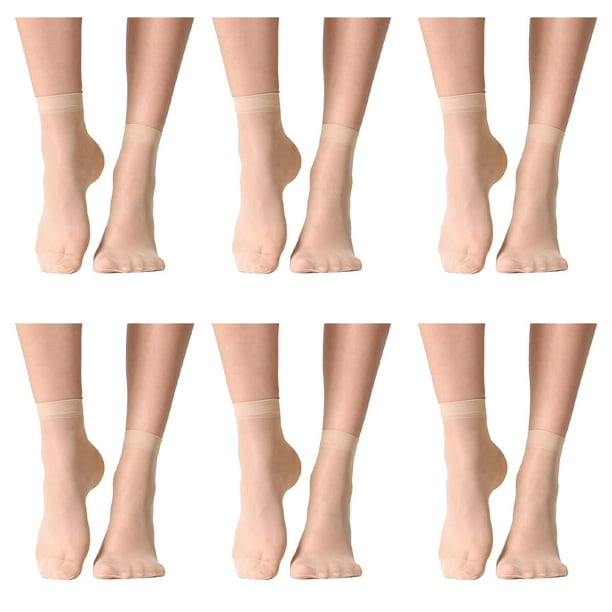 12 pares de calcetines altos hasta el tobillo transparentes para mujer, medias color piel, ultrafinas, frescas, transparentes, de seda para mujer