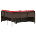 thumbnail image 5 of vidaXL Garden Sofa with Table and Cushions L-Shaped Brown Poly Rattan, 5 of 5
