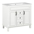 thumbnail image 5 of 36'' Modern Bathroom Vanity with Top Sink, Bathroom Storage Cabinet with 2 Soft Closing Doors, Shelves, 1 Big Drawer, 1 Small Drawer, Single Sink Bathroom Vanity For Kitche, Bathroom, White, 5 of 9
