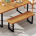 thumbnail image 5 of Springg Acacia Wood Outdoor Bench, 48" Long Patio Dining Bench w/Metal Legs, Slatted Seat, Backless Picnic Bench, Farmhouse Furniture for Garden Poolside Porch Balcony Deck Indoor (1,Natural), 5 of 9