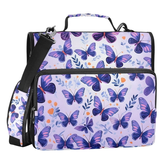 ALAZA Zipper Binder Butterflies in Purple 3 Ring Trapper Keeper File Folder Organizer Bag