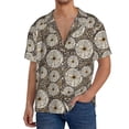 thumbnail image 7 of Lsque Dandelion Flower print Men's Cuban Collar Short Sleeve Shirt Summer Beachwear Casual Button Down Fashionable Vacation Leisure Shirt-Medium, 7 of 7