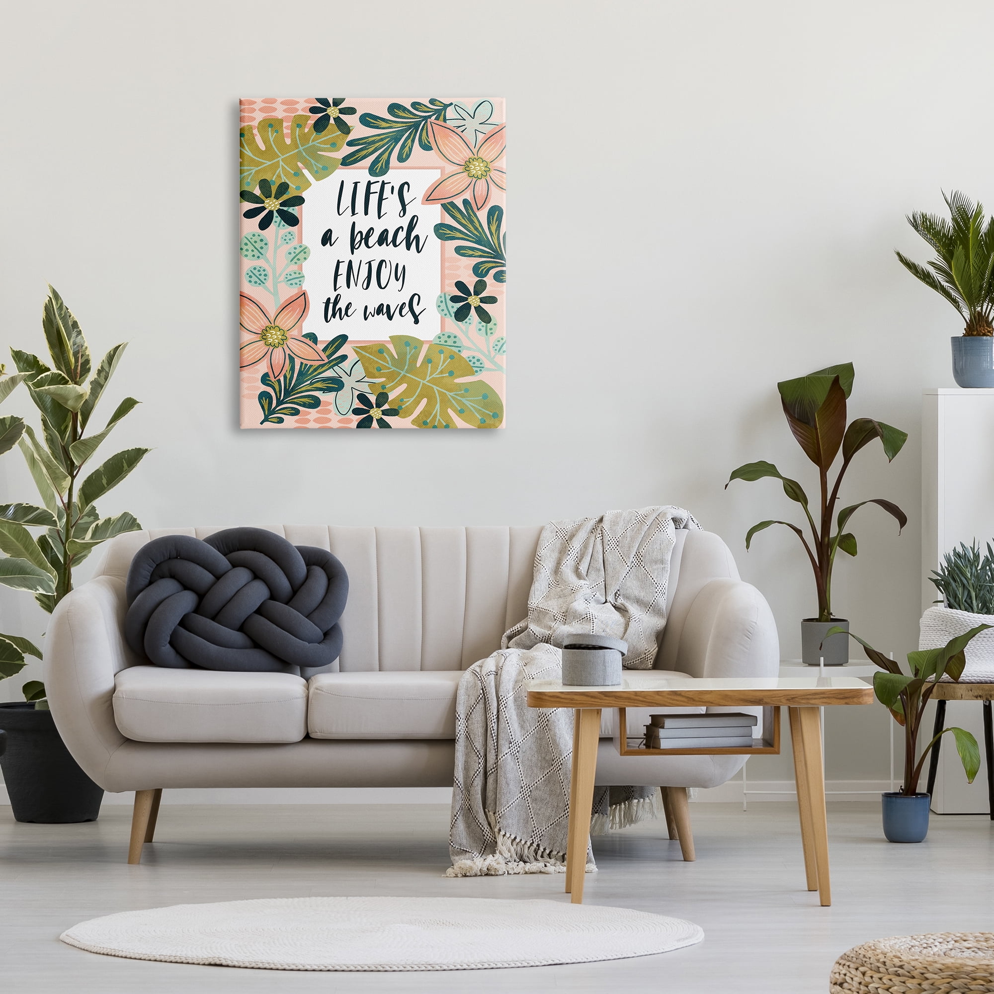 Stupell Industries Life's A Beach Phrase Botanical & Floral Painting Gallery Wrapped Canvas Print Wall Art, 30 x 40