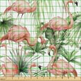 thumbnail image 2 of Ambesonne Flamingo Fabric by the Yard, Wild Leaves Exotic Bird, 1 Yard, Pale Rose and Reseda Green, 2 of 5
