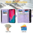 thumbnail image 5 of Allytechgroup Premium Wallet Phone Case for iPhone 16, Zipper Pocket Kickstand Crossbody Shoulder Strap Hand Wrist RFID Blocking Shockproof Protective Case for Women Men, Purple, 5 of 8
