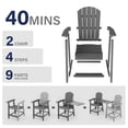 thumbnail image 5 of ZEKOO 3PCs Tall Adirondack Chairs, Weather Resistant HIPS Balcony Chairs with Connecting Tray and Umbrella Hole-Grey, 5 of 5