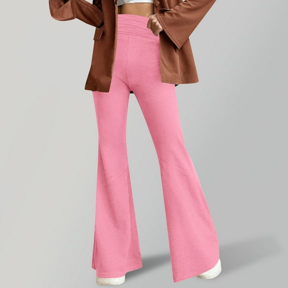 Fanxing Bootcut Pants for Women High Rise Flare Leggings Soft Comfy Active Yoga Pants Casual Workout Slacks Hot Pink L
