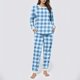thumbnail image 1 of Conjunto de top y pantalones de poliéster con bolsillos largos y estampado de cuello redondo informal para mujer, 1 of 6