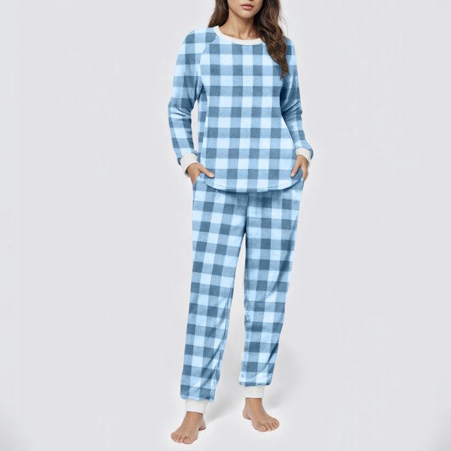 Conjunto de top y pantalones de poliéster con bolsillos largos y estampado de cuello redondo informal para mujer