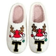 thumbnail image 2 of Women's Fuzzy Slippers Letter Print House Slippers Cozy Plush Shoes Winter Warm Indoor Footwear for Couples Soft Breathable Holiday Gift for Her or Him, 2 of 4