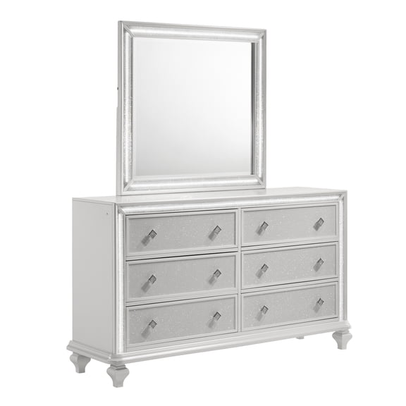New Classic Furniture Stardust Wood 6-Drawer Dresser in White