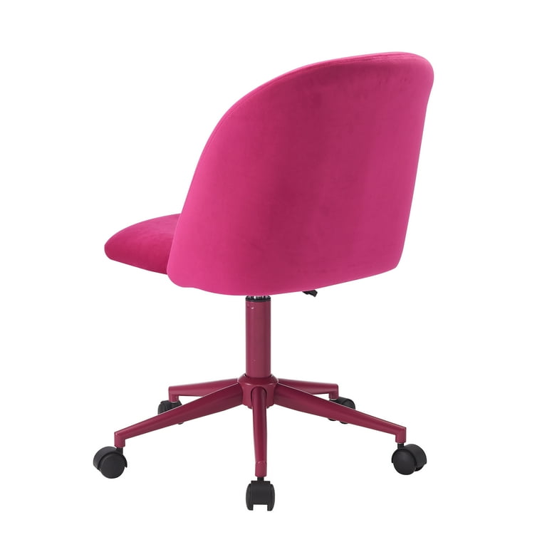 Linon Alondra Upholstered Mid Back Office Desk Chair with Castors Hot Pink