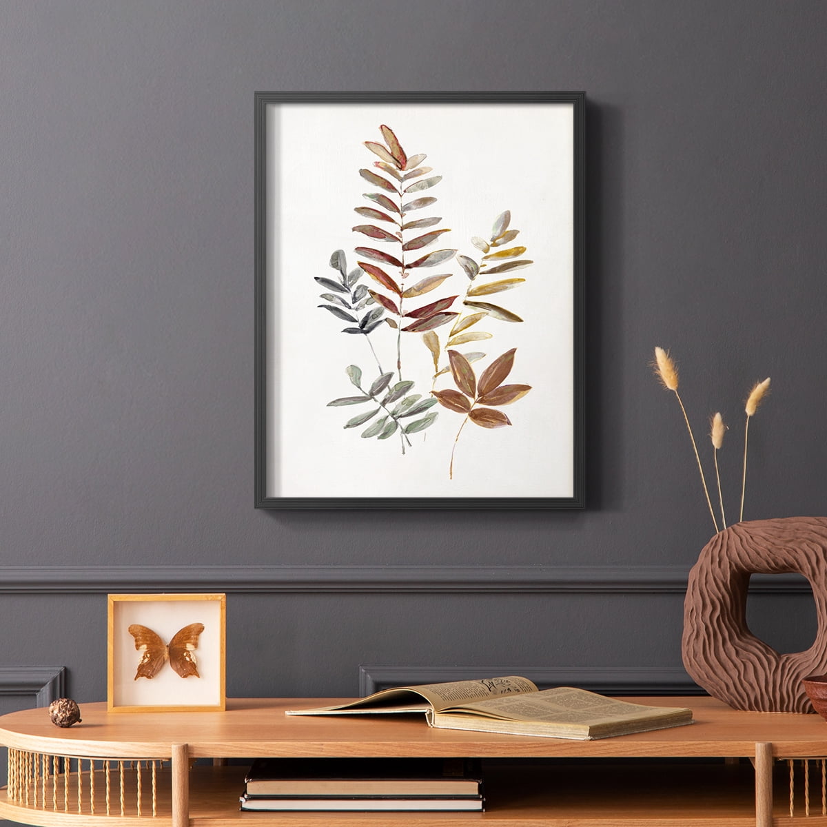 Autumn Leaves I Framed Print in Black Solid Wood Framed Print No Nail Hanging