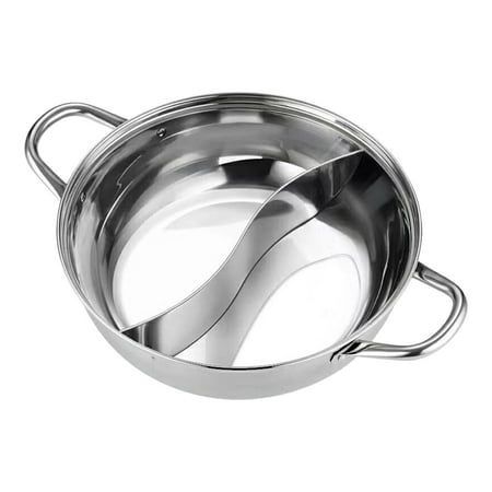 

yotijay Divided Hot Pot Soup Cookware Kitchen Cooker Shabu Shabu Pot Stainless Steel for