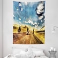 thumbnail image 1 of Country Decor Wall Hanging Tapestry, Group of Friends Band on Motorcycles in Countryside Rural Adventure Travel Up Art Work, Bedroom Living Room Dorm Accessories, 60 X 80 Inches, by Ambesonne, 1 of 1