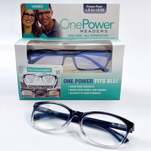 Reading Glasses, Unisex Square Style,Auto-Focus, Spring Hinges,  0.5-2.5,Black, 1 Pair