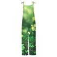 thumbnail image 5 of lcziwo Cotton Linen Jumpsuits for Women Loose Fit Sleeveless Straps Wide Leg Holiday Rompers 2025 St. Patrick's Day Shamrock Print Overalls Vacation Outfits Green L, 5 of 6