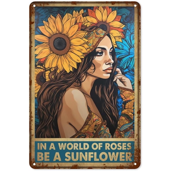 Hippie Metal Tin Sign Funny Vintage Wall Decor For Home Office Colorful Retro Flower Power Plaque 8 X 12 Inch