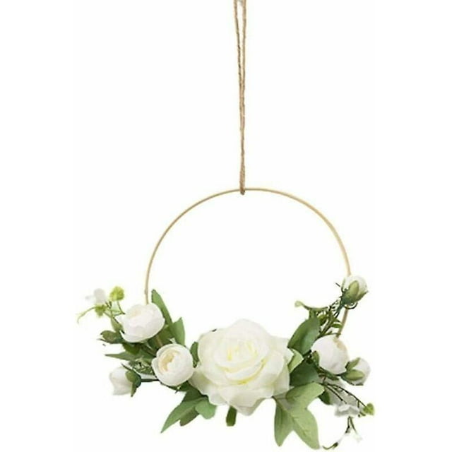 Corona de flores de pared de aro de boda, corona decorativa, guirnaldas de flores artificiales, marco redondo de corona de rosas, para arreglos florales artesanales, decoración de bodas