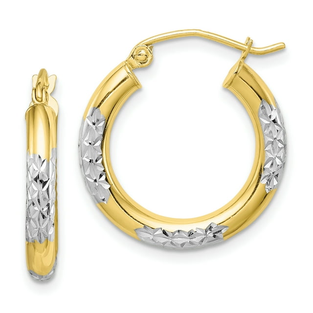 10k Yellow Gold 3mm Hoop Earrings Round