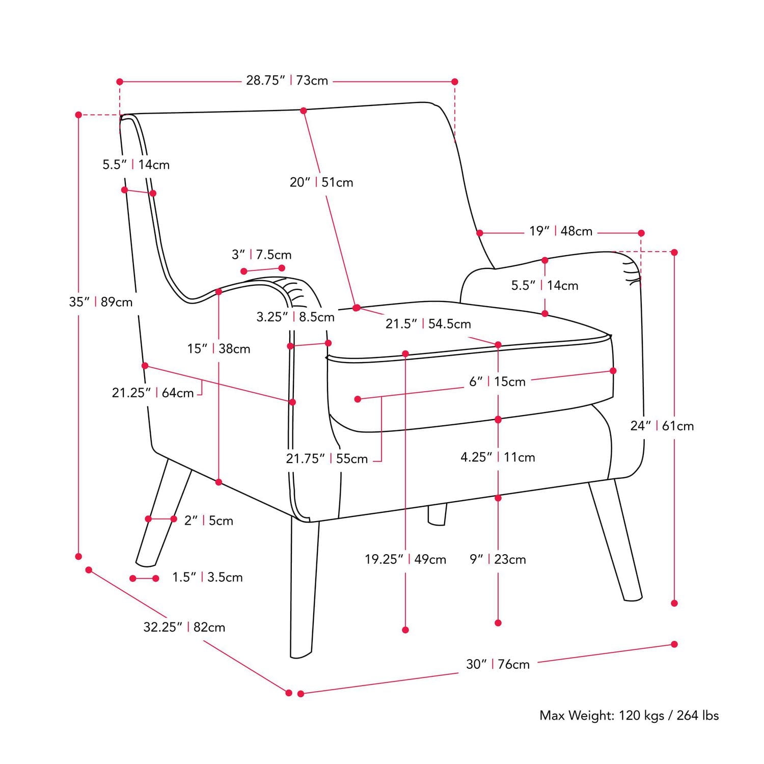 CorLiving Isla Velvet Modern Indoor Accent Chair with Tapered Wood Legs