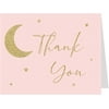 Twinkle Little Star Thank You Cards Star And Moon Over The Moon Theme Folding Notes Greeting Cards Girl Glitter (24 Count)