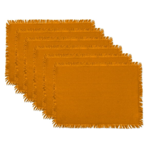 Solid Pumpkin Spice Heavyweight Fringed Placemat (Set of 6)