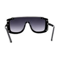 thumbnail image 2 of Womens Semi Rimless Flat Top Thick Plastic Shield Sunglasses Black Silver Smoke, 2 of 4