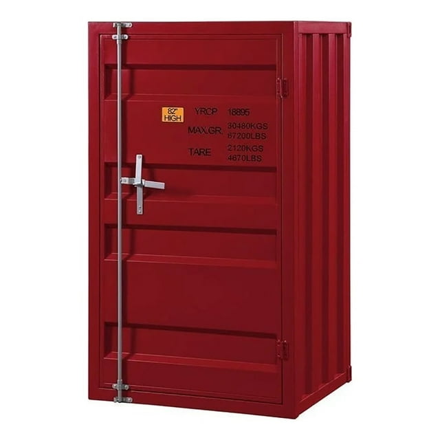 Bowery Hill Contemporary Metal Rectangular Chest with 1 Door in Red
